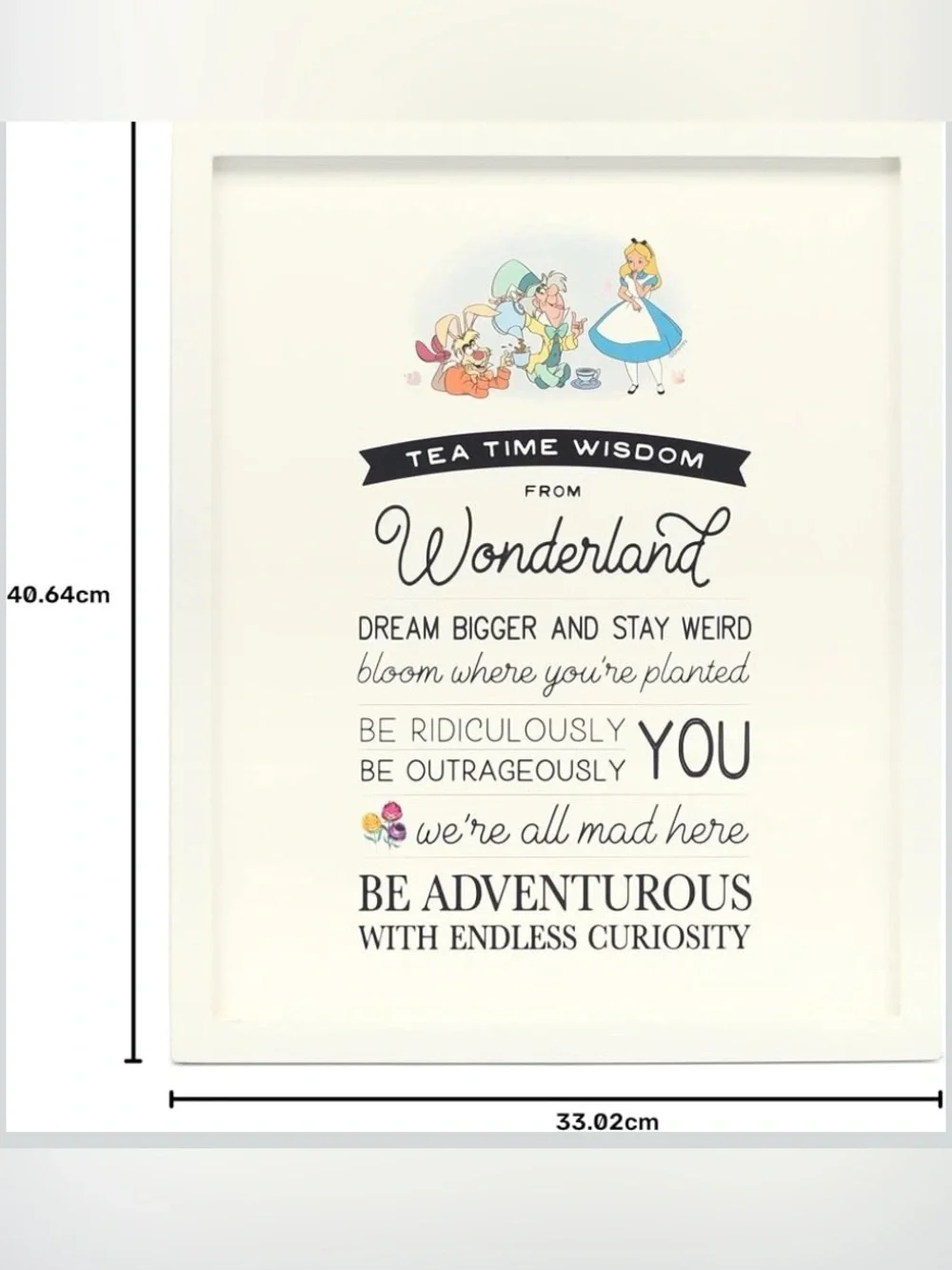 Disney Alice in Wonderland Tea Time Wisdom Wall Art - White Frames 12”x18” NWT
